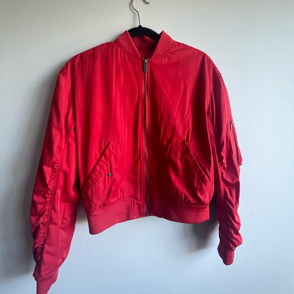 Calvin Klein red bomber jacket
